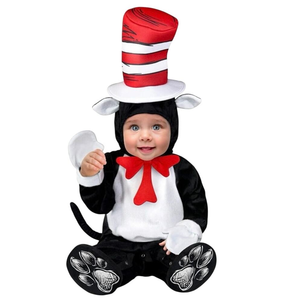 New Dr. Suess Cat in the Hat Halloween Costume for Infants, Size 12-18M dress up